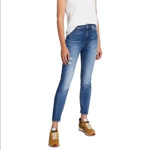 7 FOR ALL MANKIND - High-Rise Distressed Skinny Ankle Jeans